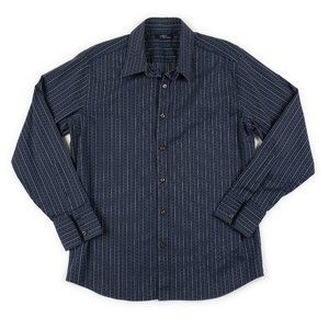 TWO A.M. navy textured button down shirt size L